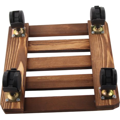 Mesa de trabajo móvil y robusta para macetas, de doble fila, diseño minimalista, madera natural, tamaño 35 x 35 cm, 1 unidad. (1/5)