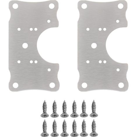 Piastra di riparazione per cerniere di mobili (set da 2) con fori di montaggio e viti (1/5)