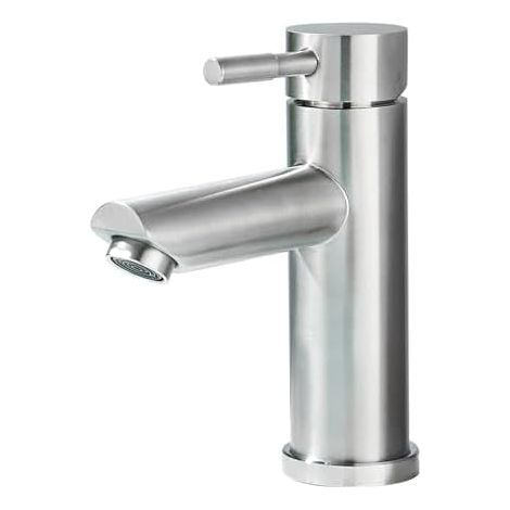 Mitigeur à Levier Unique pour Lavabo de Salle de Bain – Robinet de Lavabo Moderne à Poser sur Plan – Tuyaux d'Eau Chaude et Froide Inclus – Robinet Mitigeur Polyvalent pour Salle de Bain et Lavabo Dom (1/5)