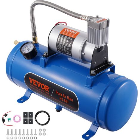 Compresseur d'Air pour Kit de Klaxon Pompe à Air avec Réservoir 6 L 90-120 psi pour Gonflage des Pneus Matelas Pneumatiques Compatible avec Tout Véhicules 12 V Trains Bateaux Voitures Atelier (1/5)
