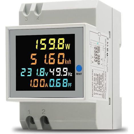 Compteur d'énergie monophasé Compteur d'électrique numérique AC 40-300V 100A Compteur Electrique 1 phasé Wattmètre Rail DIN Mètre Watt KWh Voltmètre Ampèremètre-- (1/5)