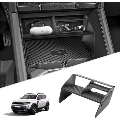 Organisateur de console centrale pour Dacia Duster 2024-2026, double couche, ABS, montage facile