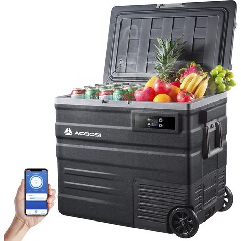65L Glacière à Compression, Glaciere Électrique -20℃ à 20℃, Frigo Camion APP&Bouton Contrôle, 12/24V DC et 100-240V AC Glaciere Camping Pour Voiture, Camion, Bateau et Prise De Courant [Classe énergét (1/5)