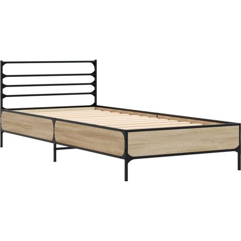 Cadre de lit chêne sonoma 75x190 bois d'ingénierie et métal (1/5)