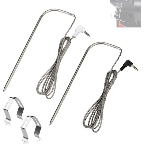 Lot de 2 sondes de rechange pour barbecue à granulés de bois Traeger, compatibles avec le barbecue à granulés Pit Boss Series et fumoir, prise de 3,5 mm, sonde thermostatique numérique étanche pour (1/5)