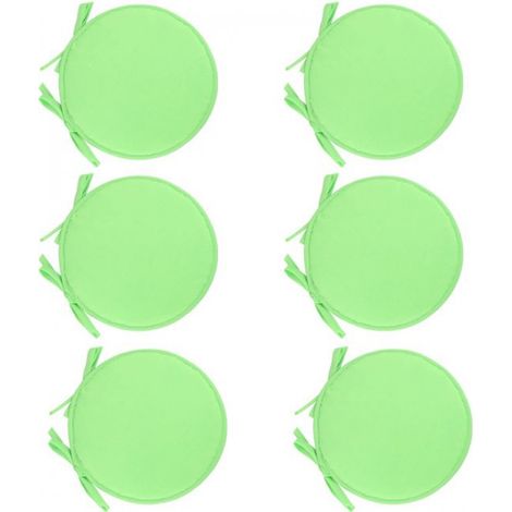 6 runde Sitzkissen - rutschfestes Schaumstoff-Stuhlkissen - Picknickkissen für draußen - Sitzkissen für drinnen und draußen mit Gurten für Garten, Terrasse, Büro, Café - 30 cm Durchmesser - (Hellgrün) (1/5)