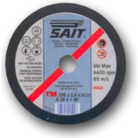 Sait ® - Disco Mola Per Taglio Ferro Metallo Smerigliatrice 115 X 1 X 22 Inox Sait -
