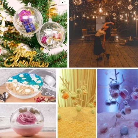 20 pièces Boule de décoration de Noël, Boule à Remplir en Plastique, Ornements d'arbre de Noël, Bricolage Boules remplissables, Pend (1/4)