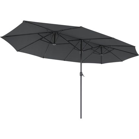 Sombrilla doble 460 x 270 cm sombrilla extra grande para terraza Protección UPF 50+ con manivela para exterior jardín piscina playa sin base gris 120001789