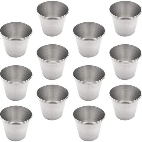 12 gobelets en acier inoxydable, 45 ml, résistants et réutilisables, pour vin et spiritueux, usage intérieur et extérieur