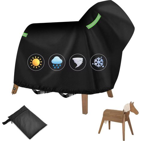 Housse de cheval en bois 140x100x130cm, imperméable 420D, protection UV, noir (1/5)