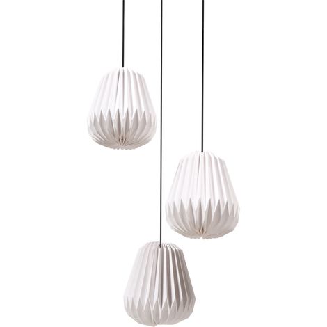 Lámpara colgante de 3 luces pantallas de papel base de metal estilo moderno luz ambiental blanco Honde