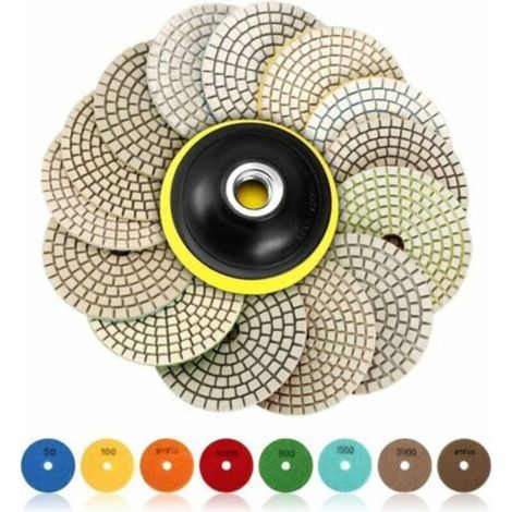 - Diamond Polishing Discs, 15 pcs 4-inch (100mm Diamond Polishing Pads, Concrete Polishing Pads, Granite Marble Polishing Pads, 50-6000 for Polishing Machine (1/5)