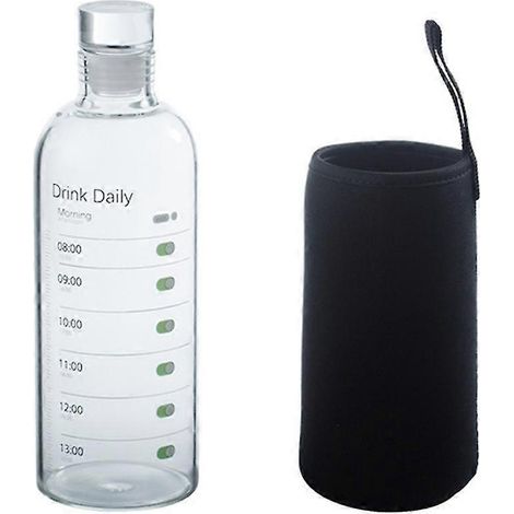 Bouteille en verre de grande capacité de 500 ml avec couvercle de marqueur de temps pour boissons à l’eau Jus de lait transparent Sim (1/5)