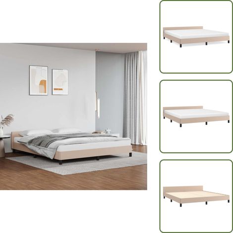 Cama con patas - vidaXL Estructura de cama con cabecero sin colchón capuchino 160x200cm - Cama con listones