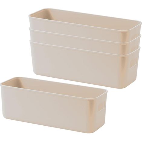 4er Set Aufbewahrungsboxen mit Griffen, stapelbar, Kunststoff, Grau (1/5)