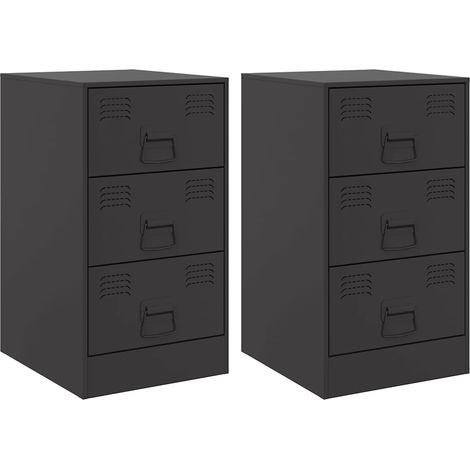 Maison Exclusive - Comodini 2 pz Neri 34,5x39x62 cm in Acciaio