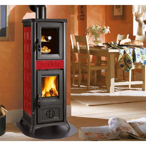 Stufa a legna con forno per cucinare 7,2 kW Gemma Bordeaux (1/5)