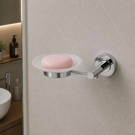 Porta sapone ottone cromato lucido per bagno serie luparia fissaggio a parete finitura- cromo lucido - confezione 1 (1/5)