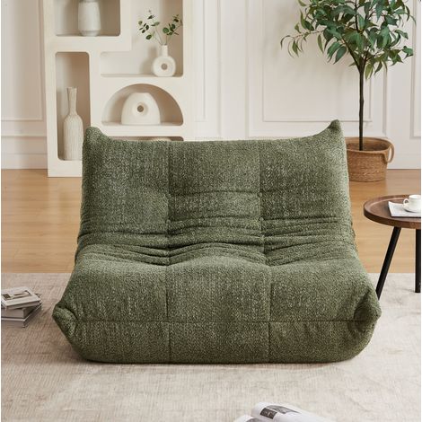MODFU – Poltrona lounge in ciniglia con schiuma ad alta resilienza e schienale ergonomico – Verde (1/5)
