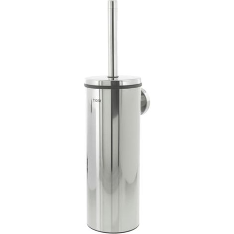 Tiger Boston Scopino e Portascopino da WC, Acciaio Inox Lucidato, 9,3 x 35,6 x 12,6 cm (1/5)
