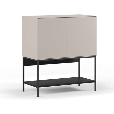 Mueble auxiliar 2 puertas abatibles md-Nina acabado crema/negro. 90cm(alto) 80cm(ancho) 40cm(prof.) (1/4)