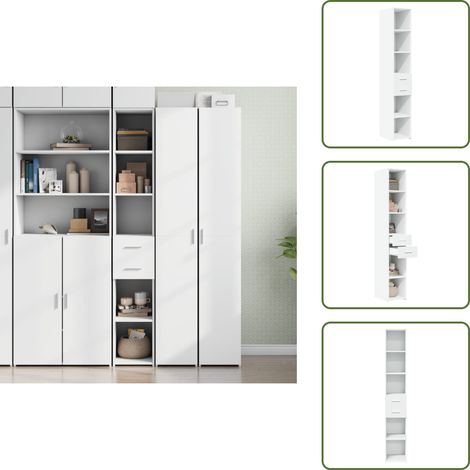 Buffet haut blanc 30x42,5x185 cm bois d'ingénierie - Buffet Design Intemporel - Meuble Rangement Blanc - Commode Cuisine - Buffet Haute Capacité - Buffet Mural (1/5)