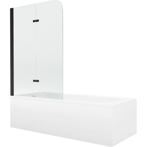 Mexen Vega baignoire rectangulaire 170 x 70 cm avec paroi 2 volets 100 cm, transparent, noir - 550117070X9010027000 (1/5)