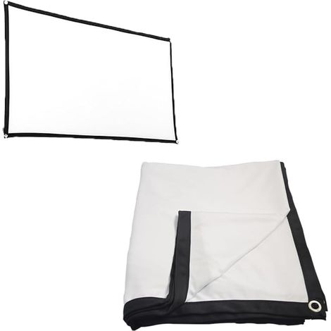 Écran de Projection Portable intérieur/extérieur en Polyester 16/9 Blanc Souple pour Camping en Plein air avec œillets de Suspension – 132 cm (1/5)