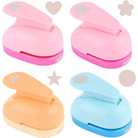 Perforatrice à Levier - - Mini Perforatrice - 4 Pcs - Motifs Rond, Étoile, Amour, Sakura (1/4)