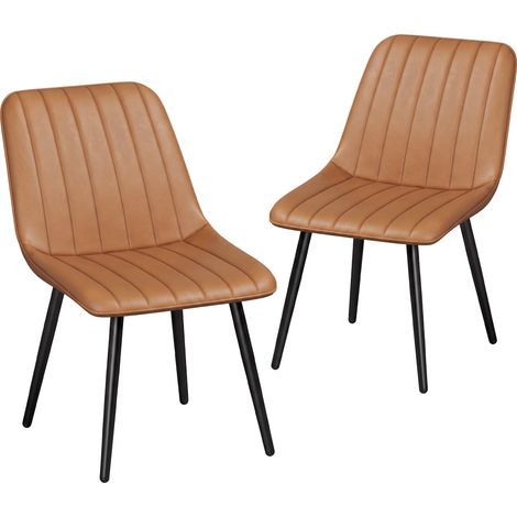 Faux Leather Dining Chairs, Set of 2, 61 x 51 x 78 cm, Brown (1/5)