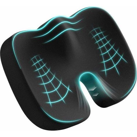 Coussin Coccyx Coussin de Siège en Mousse à Mémoire Coussin Ergonomique pour Bureau Voiture Fauteuil Roulant (1/4)