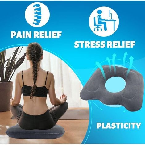 Oreiller orthopédique, coussin gonflable, coussin ergonomique pour soulager les douleurs hémorroïdaires et postnatales, douleurs au coccyx (gris) (1/2)