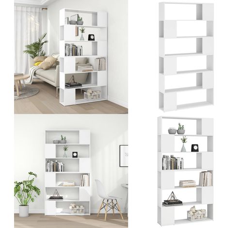 Bibliothèque/Séparateur de pièce Blanc 100x24x188 cm - Bibliothèque Blanche - Bibliothèque Moderne - Meuble Rangement - Séparateur Pièce - Étagère Murale - Home & Living (1/5)