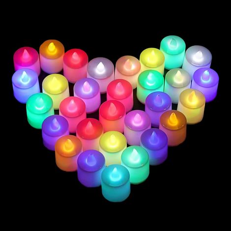 MINKUROW 12 Pezzi Candele Tealight Senza Fiamma A Batteria Con Led Cambia Colore Per Feste, Feste (Colorato) (1/5)