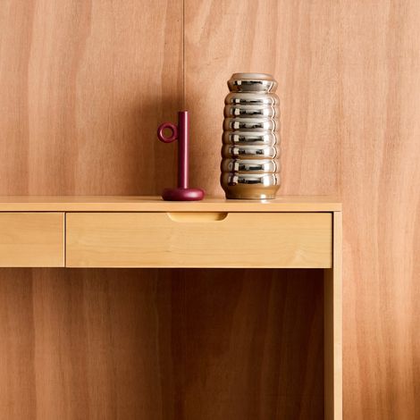 Console décor bois 2 tiroirs 120cm naturel - Tania (1/5)