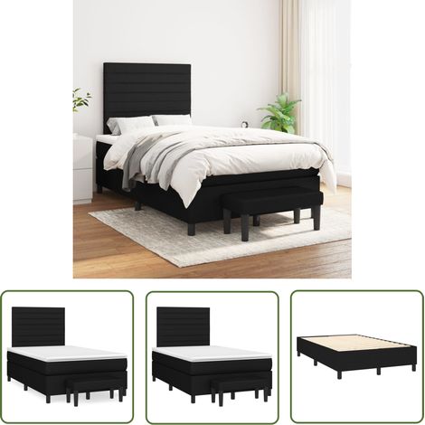 The Living Store Boxspringbett mit Matratze Schwarz 120x200 cm Stoff - Boxspringbett - Doppelbett - Schlafsofa - Bettenrahmen - Betttisch (1/5)