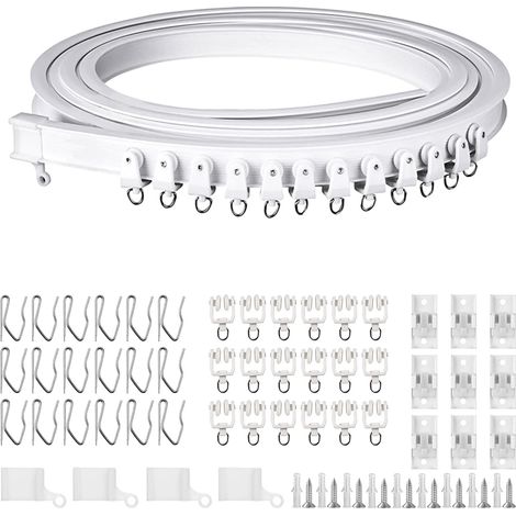 Rail de rideau de plafond flexible et indéformable 3M, adapté aux fenêtres en baie, aux cloisons de pièces, aux bureaux et aux chambres. (1/5)