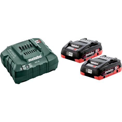 Metabo Basic Set 2 x 18v LiHD 4.0Ah Batteries & ASC 55 Charger