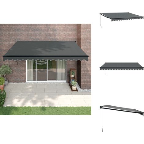 Auvent rétractable anthracite 4x3 m tissu et aluminium - Auvent Retractable - Auvent Mural - Parasol - Protection Solaire - Jardin (1/5)