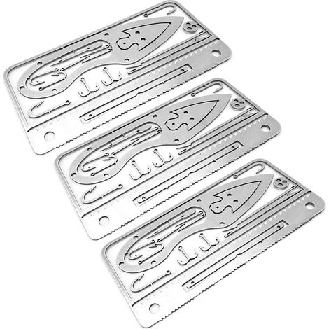Cartes de survie : (18 en 1) Kit d'outils de survie multifonctions pour portefeuille EDC, utilisé pour le camping, la chasse et la pêche. (1/5)