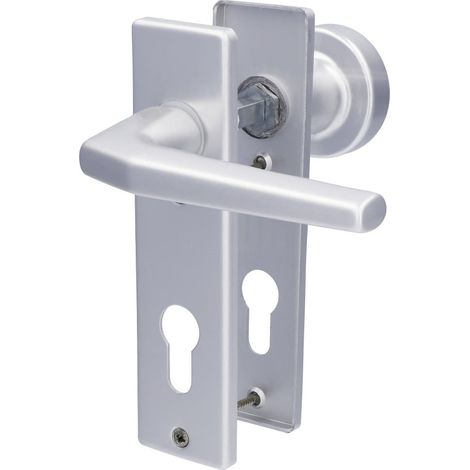 Alpertec PZ-Kurzschildgarnitur Drücker/Knopf Florence Aluminium F1 silber Beschläge