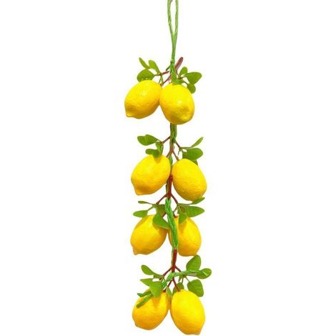 Guirlande de citrons artificiels avec 8 fruits et feuilles réalistes, décoration suspendue en mousse et plastique, pour maison, ferme, restaurant, magasin, film, sans entretien