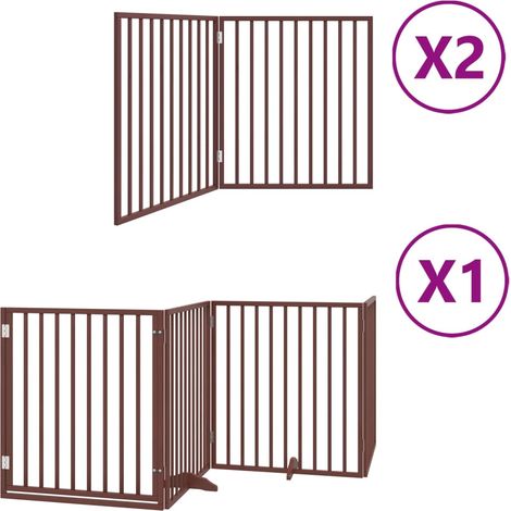 Barrière de sécurité pour chien animaux de compagnie porte pliable 8 panneaux bois de peuplier marron