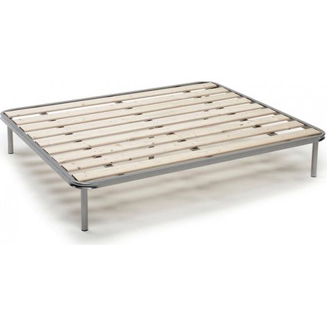 Dmora - Quadratische und eine halbe Bettbasis Dabaun, Orthopädischer Sockel mit gehobelten Latten, 100% Made in Italy, Cm 120x190h31