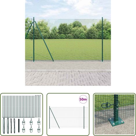 Poteau en acier -  Poteau de clôture. Vert 50 x 1,5 m (maille 16 x 16 mm) (1/5)