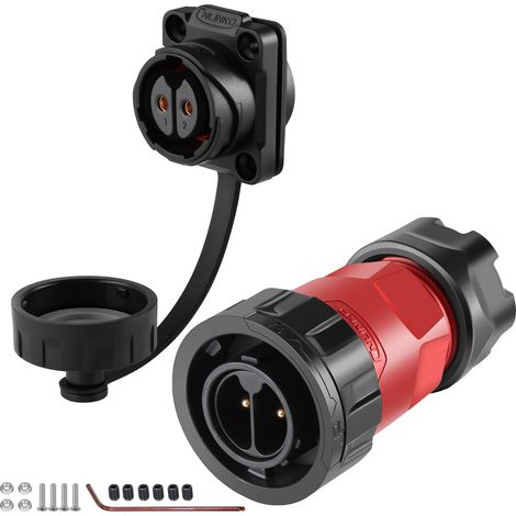 YM-20 2 Pin Screw Connector, Waterproof IP68 Circular Waterproof, PBT Plastic Housing Quick Release Aviation Connector, M20 Male/Female Flange Plug (2 Pin) (1/5)