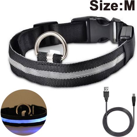 Collier lumineux LED pour chien, rechargeable et à longueur ajustable, collier de sécurité étanche pour chiens et chats (1/4)