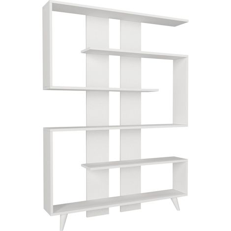 Bibliothèque en bois "Rain" - 120 x 20 x 162 cm - Blanc (1/4)