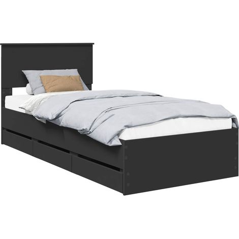 Maison Exclusive - Bettrahmen mit Schubladen Schwarz 90 x 190 cm